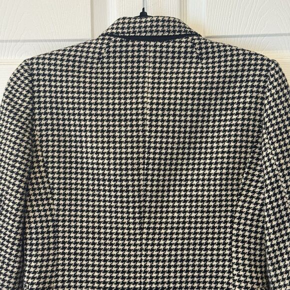 J.Crew Women’s Houndstooth Wool Blend Blazer Jacket Size 0 Black Cream Fall 2013 - Picture 4 of 10